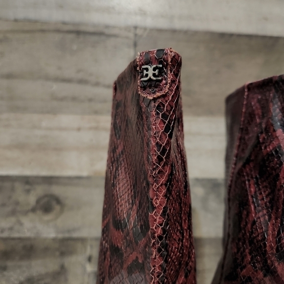 New Sam Edelman Samira Leather Boots in Plum Multi Snake Print | Size 5 - Picture 7 of 11